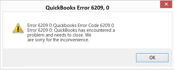 Indications of QuickBooks Error 6209