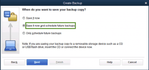 Backup options QuickBooks Desktop