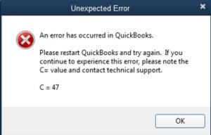 QuickBooks Error C=47