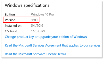 Check the version of your windows 10