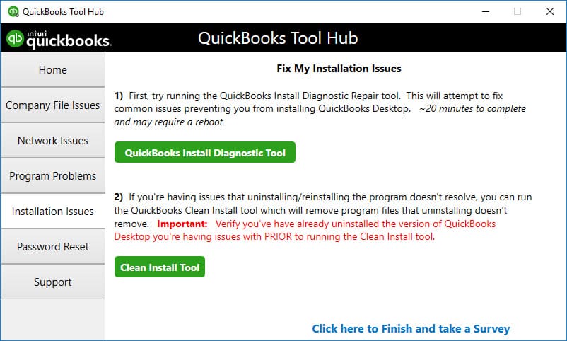 clean install for Quickbooks