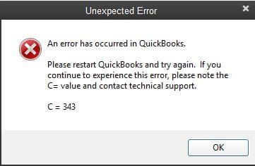 quickbooks error c=343