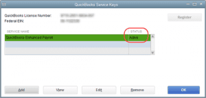 quickbooks service key for payroll