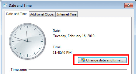 Configure Date And Time For QuickBooks Update Error