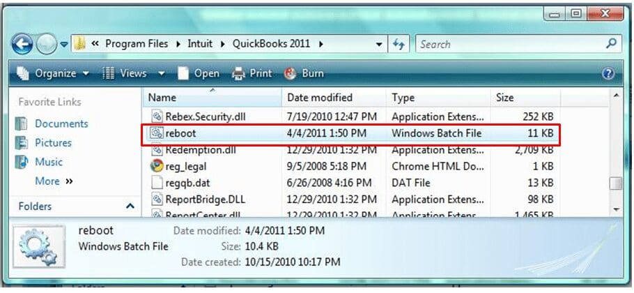 Use reboot.bat File to fix QuickBooks Error 15101
