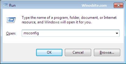 Type up Msconfig in the Run window & hit Enter