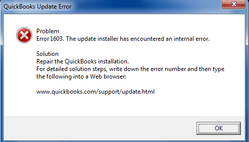 Quickbooks Error 1603